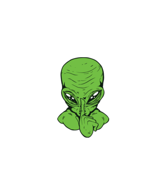 Alien Psst model negru pe tricou