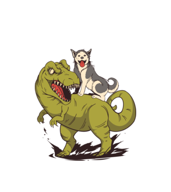 Dinozaur Husky model alb pe tricou