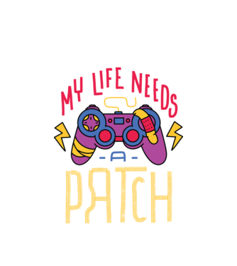 My life needs a patch Gamer model alb pe tricou