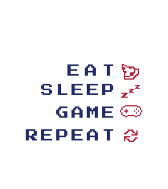 Eat Sleep Game Repeat model alb pe tricou