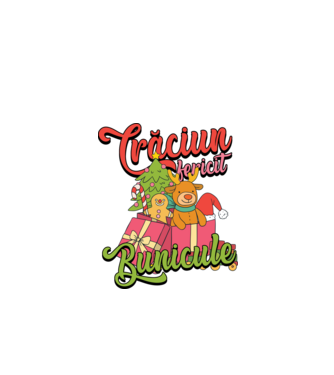 CRĂCIUN FERICIT BUNICULE model negru pe tricou