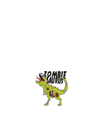 Zombiesaurus - Dinozaur Zombie model negru pe tricou