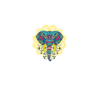 Elefant Mandala Colorat model albastru închis pe tricou