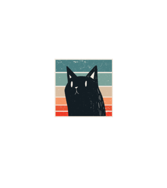 Pisică retro model negru pe tricou