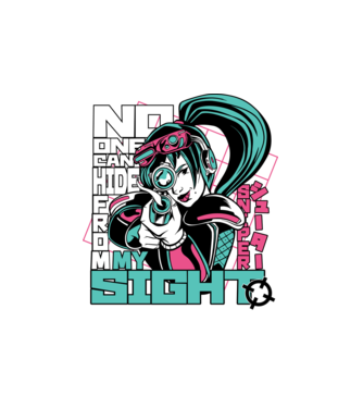 Anime Fată Lunetistă model alb pe tricou