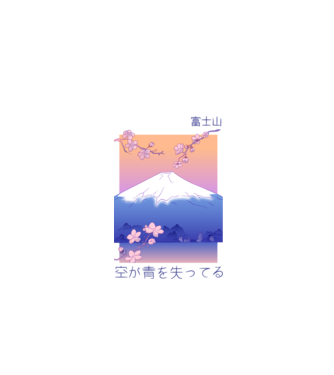 Anime Vaporwave munte model alb pe tricou