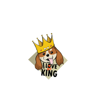 I love my king - Cavalier King Charles tricou cu câine Cocker Spaniel model albastru închis pe tricou