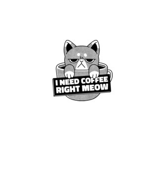 I need Coffee Right Meow model gri pe tricou