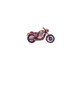 Motociclist Hippi model negru pe tricou