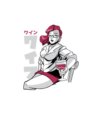Anime fată cu vin model alb pe tricou
