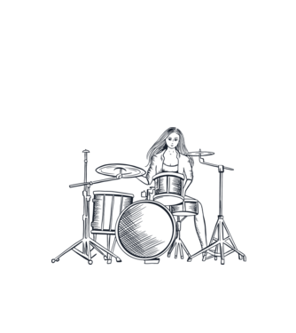 Fată Bateristă model alb pe tricou