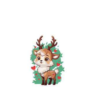 Valentine Deer model alb pe tricou