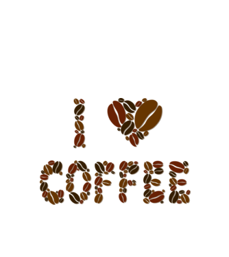I Love Coffee model alb pe tricou