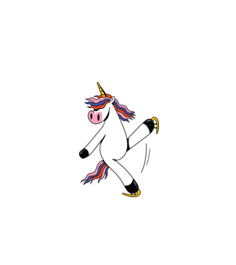 Unicorn cu Patine model alb pe tricou