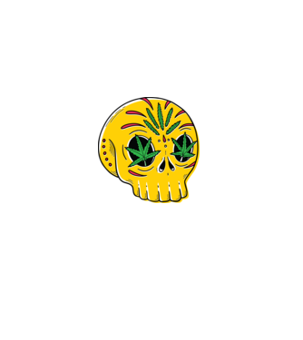 Marijuana Craniu model negru pe tricou
