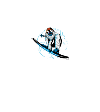 Yeti Snowboarder model alb pe tricou