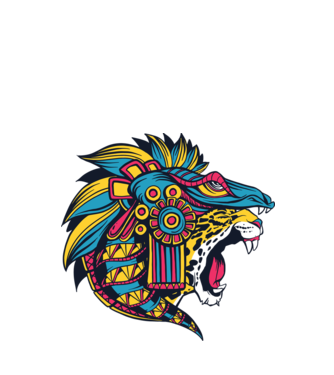 Aztec Jaguar model alb pe tricou