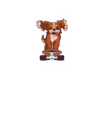 Skateboarding Cavalier King Spaniel model negru pe tricou