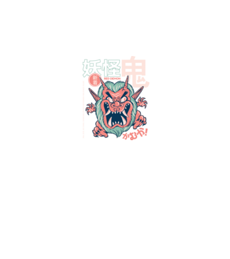 Oni Yokai Anime model negru pe tricou