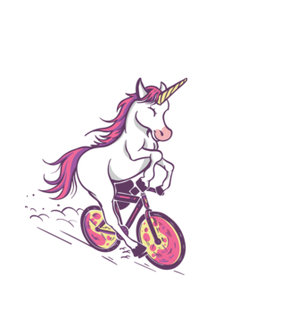 unicorn cu bicicletă model alb pe tricou