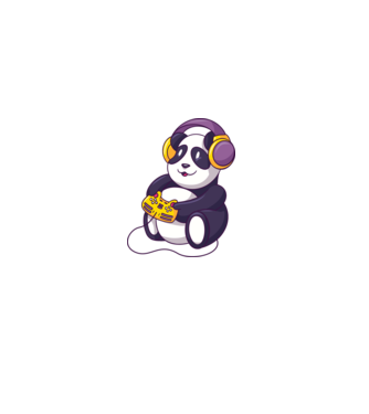 Gamer Panda model gri pe tricou