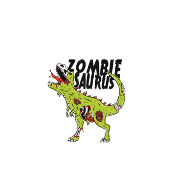 Zombiesaurus - Dinozaur Zombie model alb pe tricou