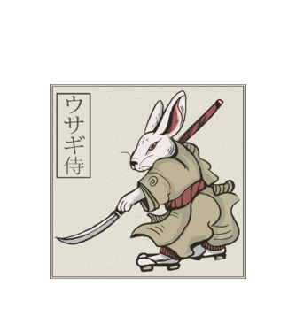 Iepure Samurai model alb pe tricou