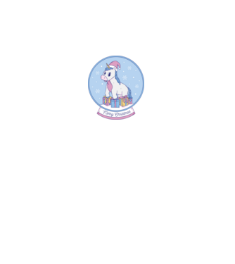 Glob de zăpadă drăguț, de Crăciun, cu Unicorn model negru pe tricou