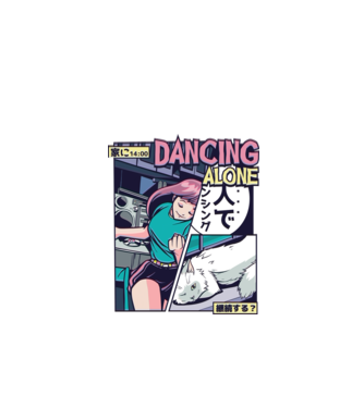 Anime Vaporwave Dancing Alone model roșu pe tricou