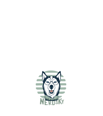 Nerdsky Husky model alb pe tricou