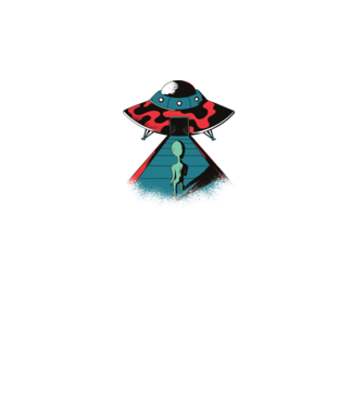 Alien Ufo model turcoaz pe tricou