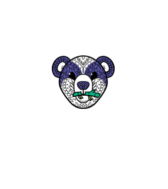Mandala Panda model albastru regal pe tricou