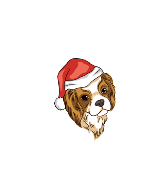 Santa Cocker Spaniel model alb pe tricou