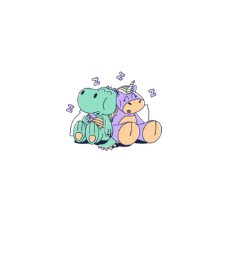 Unicorn adormit și T-rex model roz deschis pe tricou