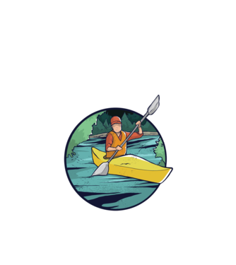 Caiac-canoe model negru pe tricou