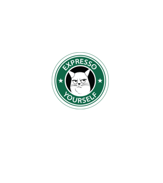 Expresso Yourself tricou Pisică cu cafea model negru pe tricou