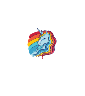 Unicorn cu Curcubeu model negru pe tricou
