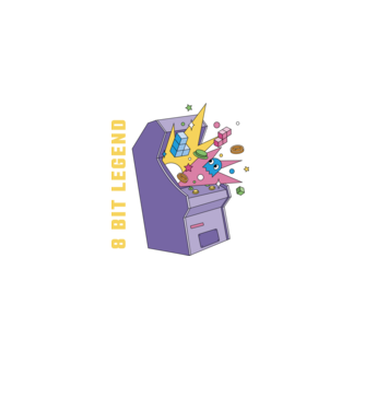 8 Bit Legendă Arcade Slot Machine model negru pe tricou