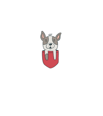 Buzunar pentru Bulldog francez drăguț model turcoaz pe tricou