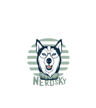 Nerdsky Husky model negru pe tricou