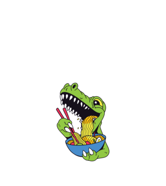 T-rex Ramen model roșu pe tricou