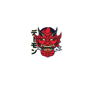 Mască demon chinez model alb pe tricou