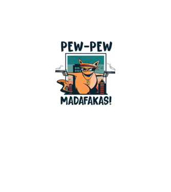 Pew Pew Pew Madafakas Pisică dark model alb pe tricou