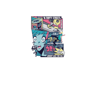 Anime Vaporwave Benzi desenate Skateboard model negru pe tricou