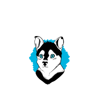 Câine Pomsky model alb pe tricou
