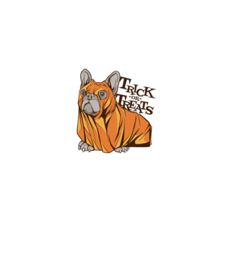 Trick or Treat Mops Halloween model gri pe tricou