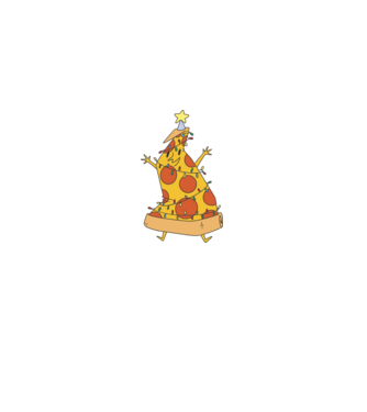 Pizza pom de Crăciun model negru pe tricou
