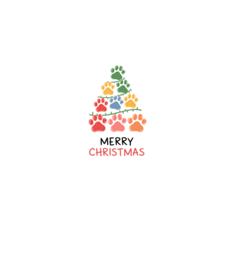 Merry Christmas Paws Alb model alb pe tricou