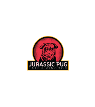 Jurassic Pug Tricou cu mops model negru pe tricou