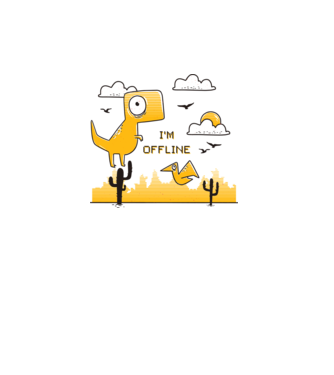 'I''m Offline - tricou amuzant cu dinozaur' model turcoaz pe tricou